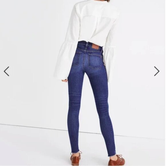 Madewell Women Blue 9 High Rise Skinny Destructed Destroyed Ankle Jeans Size 25 - Picture 2 of 12